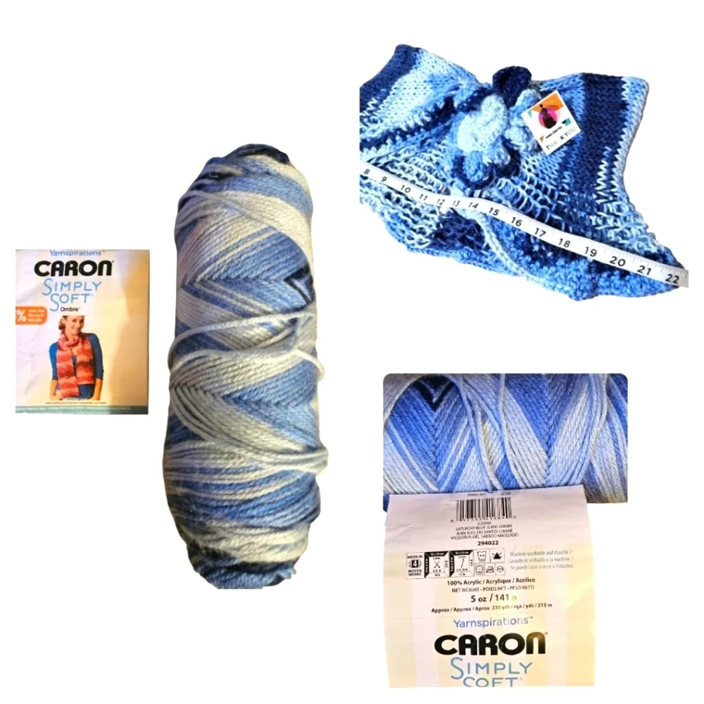 Hand Crafted 12-way scarf Crochet Blue Handmade winter accessory hand knit Ombrè